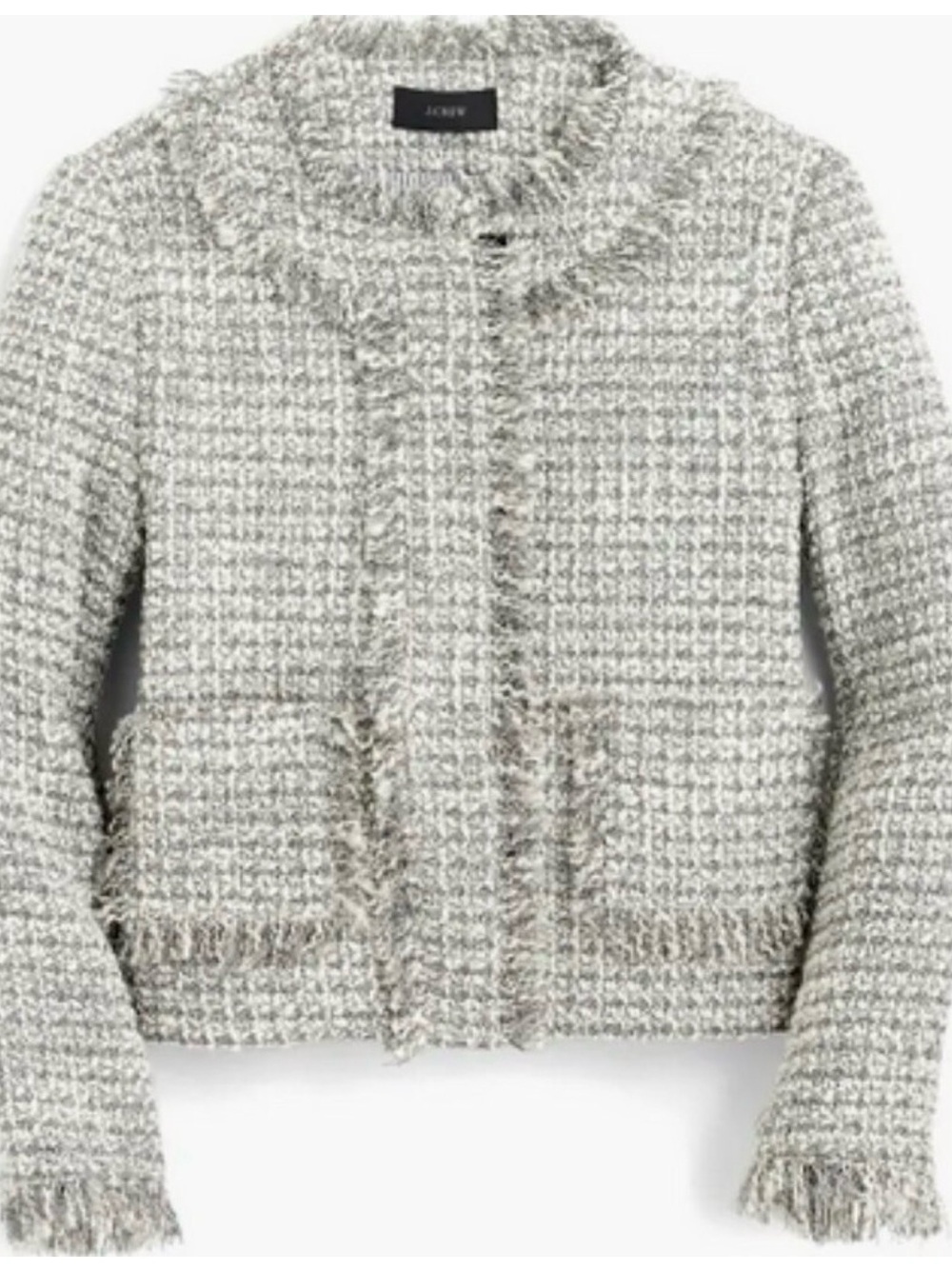 J. Crew Olympia Lady Jacket Metallic Tweed Fringe Trim Size 0